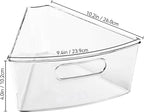 Oubonun Lazy Susan Organizers Set of 6, 10.2”x 9.4”x 4” Plastic Transparent Kitchen Cabinet Storage Bins with Handle, 4" Deep