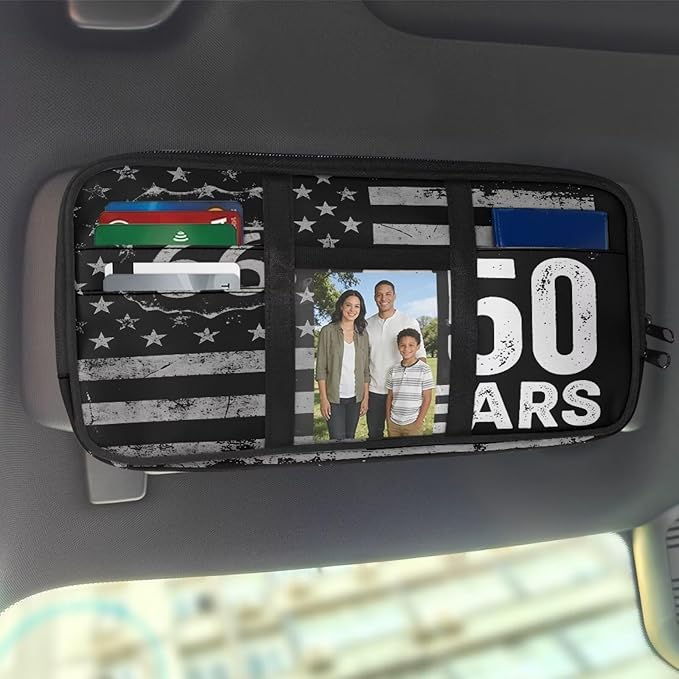 250th Anniversary USA Car Sun Visor Organizer Multi-Function Note Card Holder Car Storage Bag Vehicle Visor Storage Pouch Interior Car Accessories