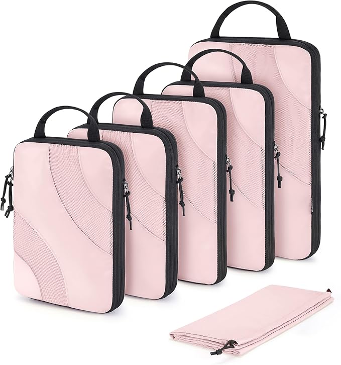 BAGSMART Compression Packing Cubes, 6 Set/4 Set/2 Set Travel Packing Cubes for Carry on Suitcases, Compression Suitcase Organ