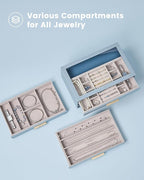 Lolalet Jewelry Box Organizer, 3-Layer Jewelry Organizers and Storage Case with Glass Lid, Ring Earring Bracelet Necklace Hol