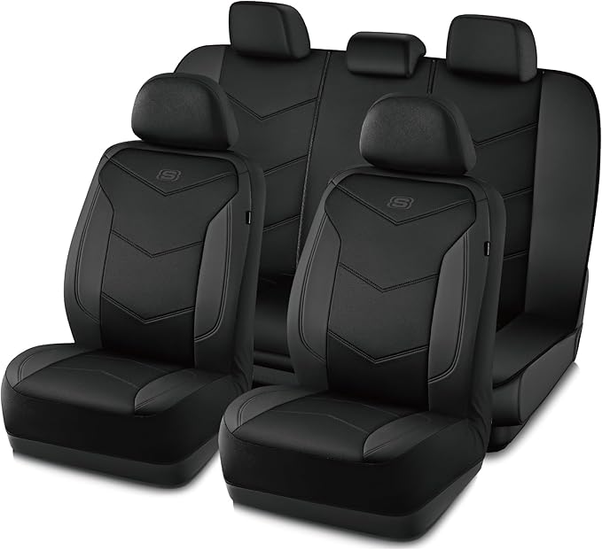Skechers Memory Foam Seat Covers,Leather Car Seat Covers, Ultimate Comfort & Support Seat CoversFull Sets,Airbag Compatible, 