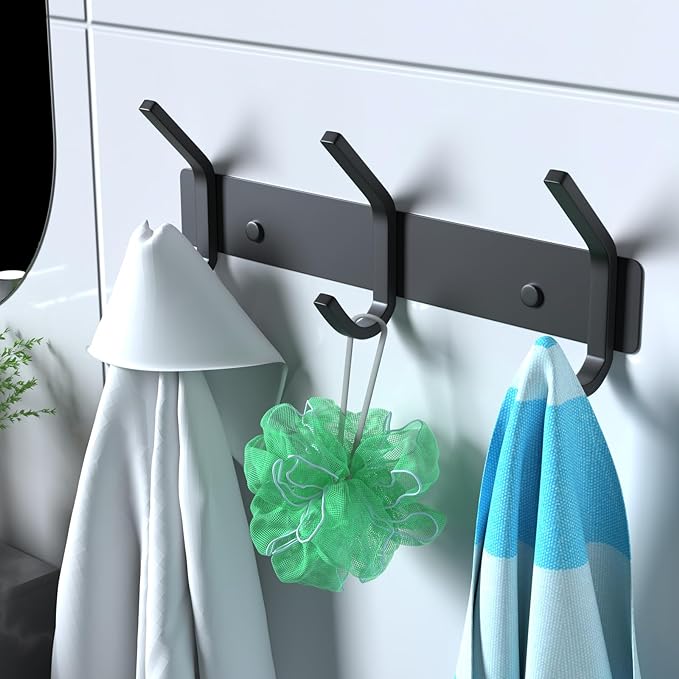 VAEHOLD 2PACK Coat Hooks Wall Hook for Hanging Clothes Robes Towels Hats Heavy Duty Coat Hanger Coat Rack Wall Mount with 3 H