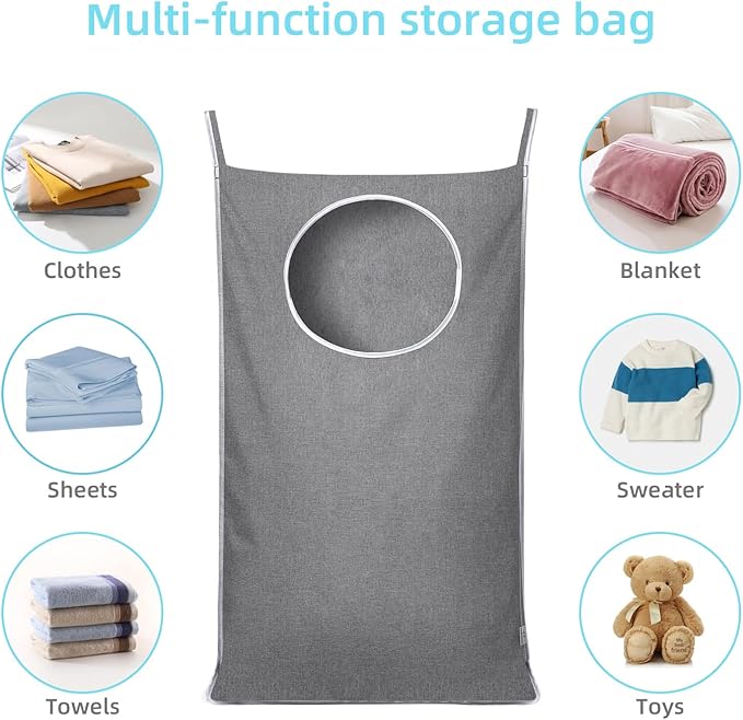 KEEPJOY 2Pack Space-Saving Hanging Laundry Bag, Door Laundry Hamper with 2 Different Types of Hooks, 30x20 Inch Oxford Fabric