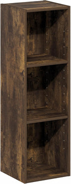 Furinno Fulda Book Shelf, 3-Tier Narrow Bookshelf, Bookcase with 10-in Width Storage Shelf, 9.3 x 9.8 x 31.5, for Living Room