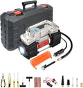 GSPSCN 6X Faster Inflation Digital Tire Inflator, Portable Toolbox 12V Air Compressor Pump Heavy Duty Dual Cylinders Car Pump,150Psi Auto Shut-Off with Tire Repair Kit for Auto,SUV,Truck etc