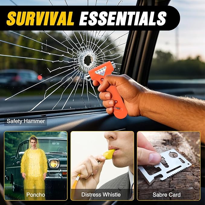 Nilight Car Emergency Kit with Jumper Cable Air Compressor Tire Repair Essential Tools First Aid Alligator Connector Electric