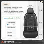 Coverado Seat Covers Full Set, Luxury Leather Car Seat Cover with Carbon Fiber Accents Design, Spill-Proof Durable Black Auto
