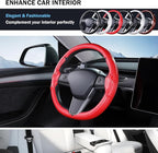 Steering Wheel Cover for Tesla Model 3 (2017-2023) / Model Y (2020-2024),Anti-Slip,Comfortable Grip, Breathable,Customized for Tesla Model 3/Y Accessories,Matte Red
