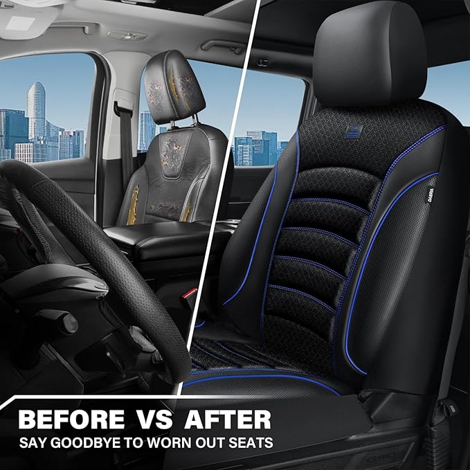 CAR PASS Comfortable 3D Foam Mesh Leather Car Seat Covers Front, Air Cool Mesh Breathable Front Seat Covers for Car, Universa