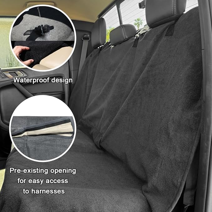 Car Towel Seat Cover, Waterproof Sweating Non-Slip Premium Soft Towel Carseat Protector, Universal Machine Washable Car Truck