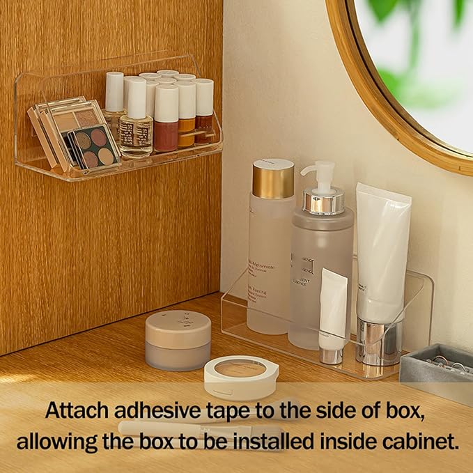 MORNITE Medicine Cabinet Organizer Shelf, Vanity Trays for Bathroom Counter, Cosmetic Storage Tray, Makeup Organizer, Beauty 