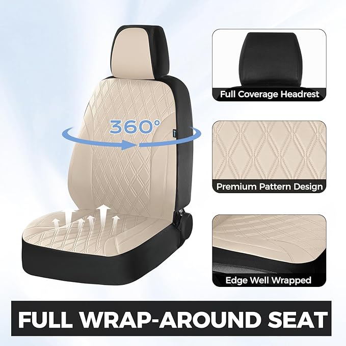 FLORICH Car Seat Covers Front Seat, Leather Seat Covers for Cars, Waterproof Car Seat Protector Breathable, Front Seat Covers
