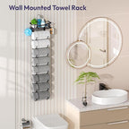 SWTYMIKI Over The Door Towel Rack - 9 Tier Towel Racks for Bathroom Wall Mounted, Towel Holder with Shelf, Hanging Rolled Tow