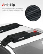 Abahub Car Soft Roof Rack Pads for Kayak,Canon,Surfboard,SUP Include 2 Tie Down Rope, 2 Quick Loop Strap, 2 Heavy Duty Tie Down Straps and a Storage Bag(Black)