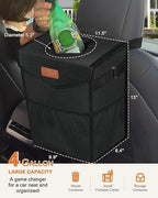 Car Trash Can with Lid, Cute Leakproof Car Trash Garbage Bag Hanging Vehicle Trash Bin Small Portable Automotive Garbage Cans Organizer for Back/Front Seat(4 Gallons,Black)