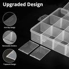 Exptolii 18 Grids Plastic Organizer Box with Dividers, Clear Compartment Container Storage for Washi Tapes Beads Crafts Jewel