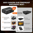 Grothery 5200°F Fireproof Document Box with Lock, Hard Case Fire Proof Safe for Home Document Safe Detachable Accordion File 