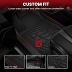 LASFIT Floor Mats 2014-2018 for Chevy Silverado/GMC Sierra 1500, 2015-2019 2500HD 3500 HD, Double Cab Only, 1st Row Bucket Seat, All Weather TPE Custom Fit Car Floor Liners, with Carpet Floor Only