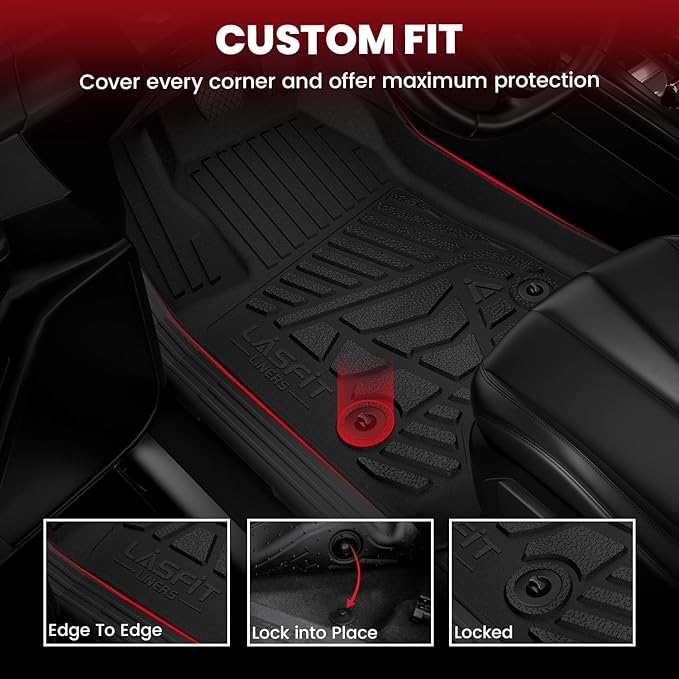LASFIT Floor Mats for Jeep Wrangler Unlimited 4XE 2021-2025 4 Door with Subwoofer, Plug-in Hybrid EV-Gas (PHEV), All Weather Car Mats Floor Liners Cargo Liner Seatback Cargo Mat Black