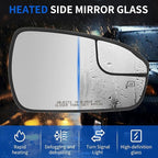 JINCHEN Passenger Side Mirror Glass for 2013 2014 2015 2016 2017 2018 2019 2020 Fusion, Heated Mirror Glass With Backing Plate DS7Z17K707B