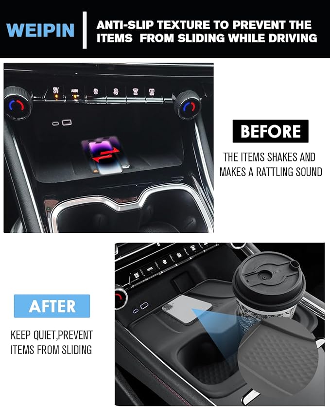 for 2-in-1 Cup Holder Insert&Wireless Charging Mat TPE Materials Compatible with 2024-2026 Chevy Traverse
