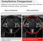 Car Leather Steering Wheel Cover - Carbon Fibre Material, Universal 14.5-15 Inch Leather Anti-Slip Breathable Auto Steering W