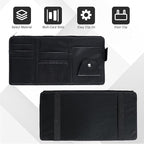 2 PCS Car Visor Organizer, Sunglasses Holder for Car Sun Visor, Leather Sunvisor Organizers with Sunglass Holder & Card Sleeve Pocket, Vehicle Accessories for Most Vehicle, Black