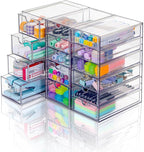 VZKAH Clear Acrylic Organizer with Drawers | 15-Drawer Desktop Unit | Makeup & Desk Organization and Storage Box for Office, 