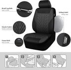 CAR PASS Car Seat Covers Full Sets, Front & Split Rear Bench for Car, 3D Tyre Embossed Automotive Interior Covers, Airbag Com