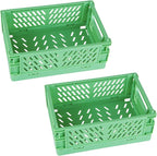 Tixill 2-Pack Mini Foldable Plastic Baskets for Organizing and Storage, Collapsible Storage Crate for Home Kitchen Bedroom Ba
