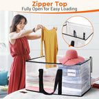 BlissTotes Clear Moving Bags Heavy Duty, 93L Extra Large Storage Bags with Zipper & Reinforced Handles, Waterproof PP Moving 