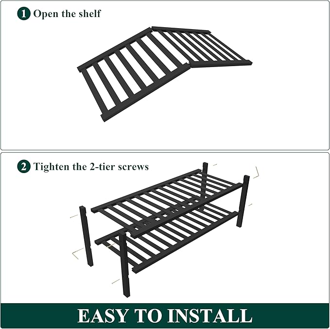 Smiry Bamboo Shoe Rack for Closet, 2 Tier Wooden Stackable Shoe Organizer, Free Standing Shoes Storage Shelf for Entryway, Fr