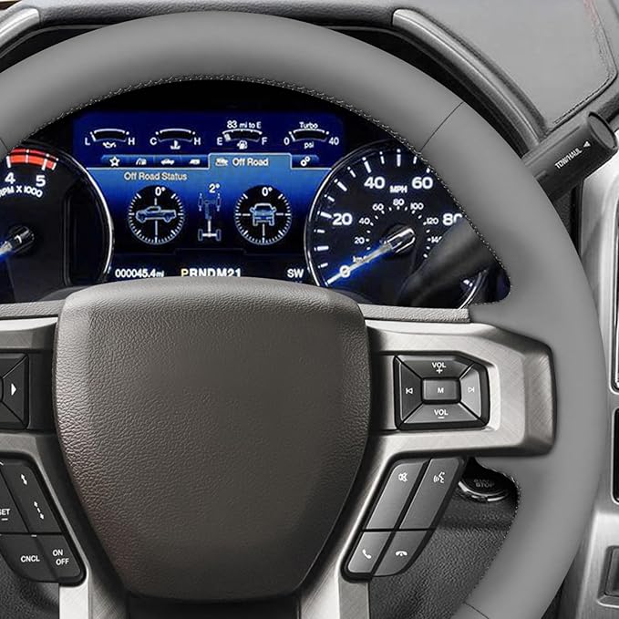 MEWANT Hand Stitch Steering Wheel Cover for Ford F150 F250 F350 Expedition 2018-2021 Ford F150 Truck Steering Wheel Wrap