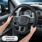 Steering Wheel Cover for Ram 1500, Car Steering Wheel Cover for Dodge Ram 1500 (2012-2018) 1500 Classic(2019-2023) 2500(2012-2018) 3500(2012-2018) 5500(2012-2018), Perforated Black