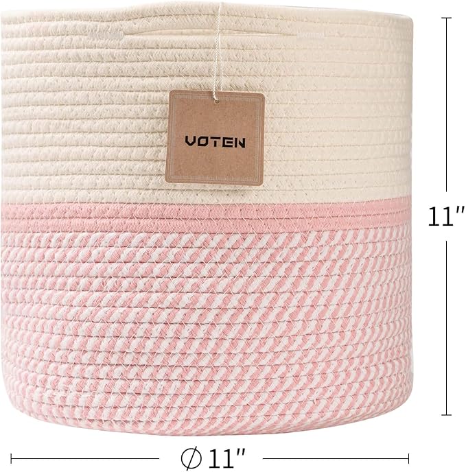voten Cube Storage Baksets Bins 11x11’’ Fit 12x12’’ Organizer Bookcases Shelving,Stylish&Durable Woven Cotton Basket Containe