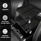 Muslogy Center Console Organizer Compatible with Ford Ranger 2024 2025 2026 & Raptor Accessories Two-Layer Storage Box Insert Tray Secondary Storage Divider Armrest ABS Material Glove Box (Sandstone)
