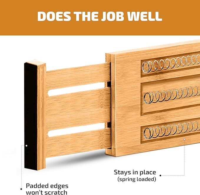 6 Pack Drawer Dividers 6 Inch High, 11”-17" Adjustable Bamboo Organizers Large Expandable Drawer Separators for Cloths, Dress