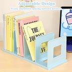 SAYEEC Desk File Sorter Vertical Desktop File Folder Organizer 4 Section Plastic Book Holder Adjustable Shelf Dividers Closet