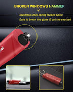 YONGMING Emergency Seatbelt Cutter, 3 in 1 Window Breaker Glass Breaker, Car Escape Tool Keychain with Tungsten Steel Safty H