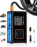 Tire Inflator Portable Air Compressor Cordless -150PSI Electric Air Pump & Digital Pressure Gauge, Air Compressor for Car Tires, for Bike Motorcycle Balloons, Emergency LED Light