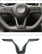 Carbon Fiber Steering Wheel Interior Decoration Cover Trim Accessories for Nissan Altima(2019-2024),for Sentra/Versa(2020-2024),for Leaf/Kicks(2018-2024),for Rogue(2017-2020),for Rogue Sport