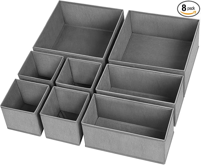 Criusia Drawer Organizer Clothes, 8 Pack Underwear Organizer, Foldable Closet Organizers and Storage Dresser Dividers for Clo