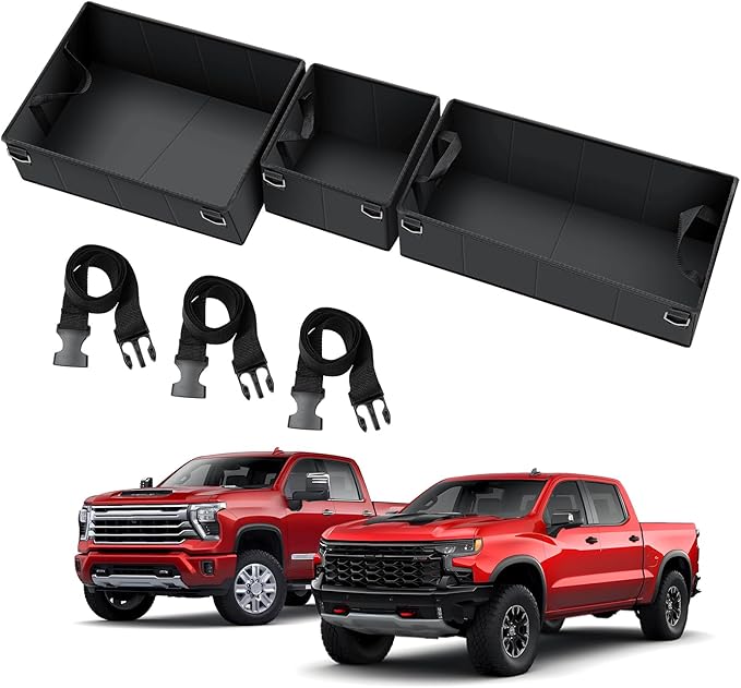 Foldable Under Seat Storage Organizer for 2019-2025 2026 Chevy Silverado/GMC Sierra 1500 & 2020-2025 2500HD/3500HD - 600D