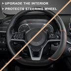 GIANT PANDA D Shape Steering Wheel Cover for Nissan Rogue Kicks - Auto Car Steering Wheel Cover Customized for Nissan Altima 