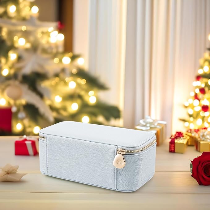 VLANDO Travel Jewelry Box Organizer – Portable PU Leather Jewelry Case with 6/8/12 Zippered Pouches, Compact Storage for Earr