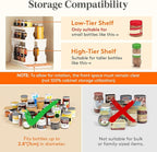 Lifewit Sliding Spice Rack for Cabinets, 6.4"H x 11.1"D x 6.1"W Slide Out Swive Cupboard Spice Organizer with Non-Slip Mat, A