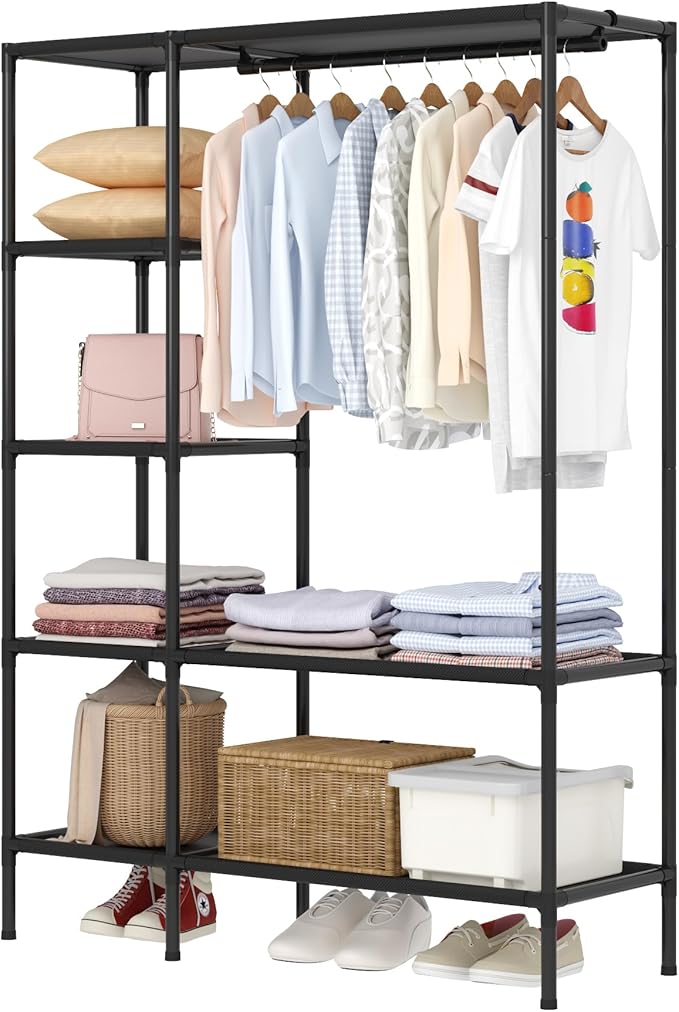 Dttwacoyh Portable Closets for Hanging Clothes, Clothing Rack with Shelves,Easy to Assembly,Suitable for Cloakroom,Bedroom,Li