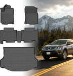 Floor Mats for Toyota RAV4 2013 2014 2015 2016 2017 2018, for RAV4 LE,XLE,XLE Premium,Adventure,TRD Off-Road Floor Mats(NOT for EV,Hybrid,Prime), 1st&2nd Row &Cargo Mat, TPE Non-Slip Car Accessories