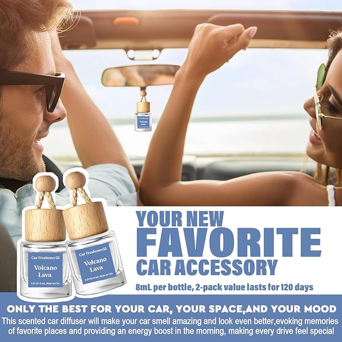 HoogaLife Car Air Freshener Diffuser 2 Pack Hanging Air Freshener Diffuser - VoIeano Lava Fragrance Oil Air D iffuser for Car
