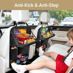 2-Pack Black Car Backseat Organizer, 10 Storage Pockets and Tablet Holder, Back Seat Organizer for Kids, Family Road Trip Essentials, Travel Accessories-Black